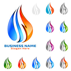 Water Drop, Oil, Gas, 3d blue water drop vector logo design