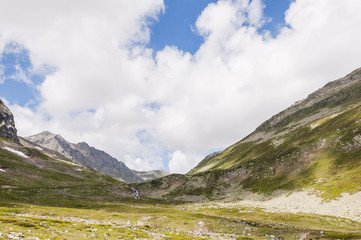 Flüela, Flüelapass, Alpen, Passhöhe, Passstrasse, Bergstrasse, Wanderweg, Graubünden, Sommer,...