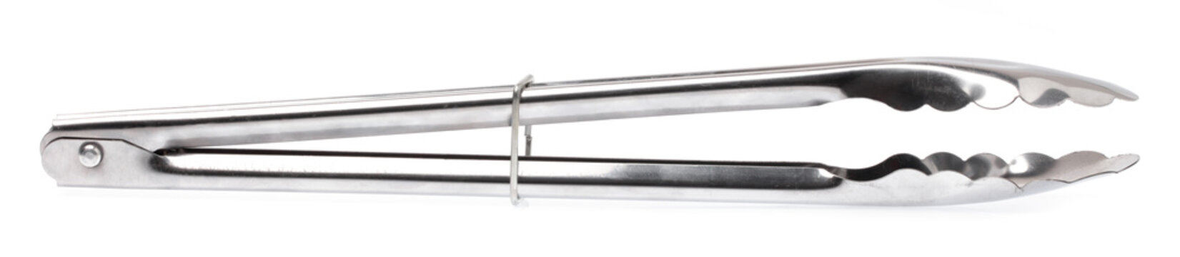 steel spoon tongs isolated on white Background