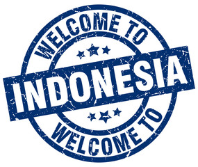 welcome to Indonesia blue stamp