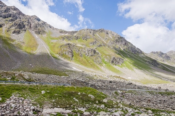 Susch, Flüela, Flüelapass, Passstrasse, Passhöhe, Flüelatal, Engadin, Alpen, Graubünden,...