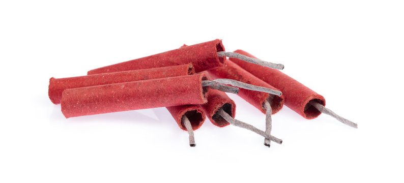 pile of firecrackers isolated on white background