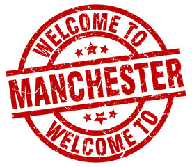 welcome to Manchester red stamp