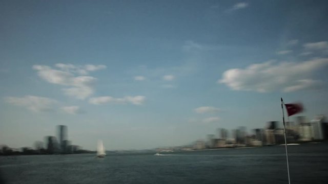 Timelapse POV of ferry to Manhattan Island Manhattan New York