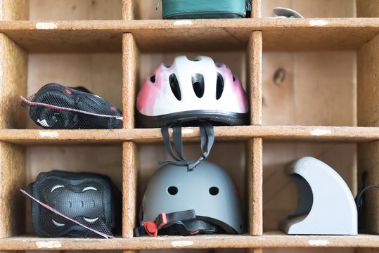 Rollers helmet knee and elbow pads ready to hire at the wooden boxes or sells