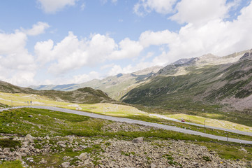 Fototapeta premium Flüela, Flüelapass, Susch, Passstrasse, Passhöhe, Flüelatal, Wanderweg, Alpen, Graubünden, Unterengadin, Engadin, Sommer, Schweiz