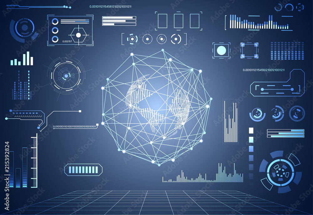 Poster abstract technology ui futuristic concept world digital hud interface hologram elements of digital d