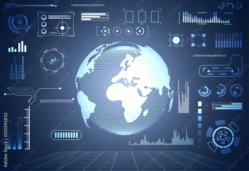 Poster abstract technology concept global network connection futuristic earth globe virtual hologram commun