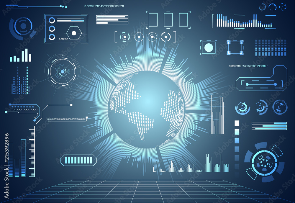 Poster abstract technology ui futuristic concept world hud interface hologram elements of digital data char