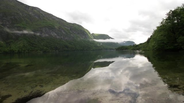 Lake Bohinj next to the camping site in Ukanc.