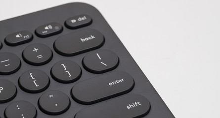 closeup keyboard button on the white background
