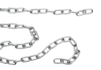 metal chain isolated on white background, top view