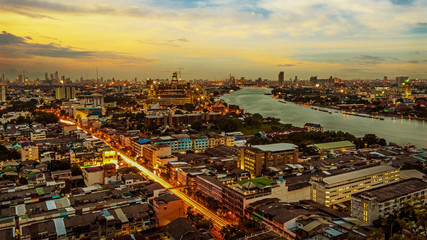 Bangkok city on twilight time