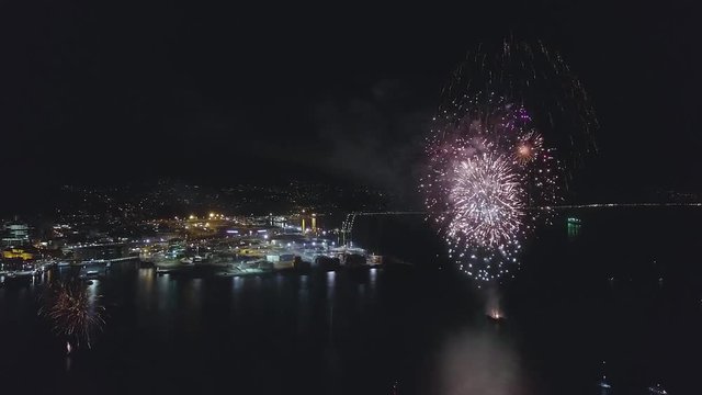 Wellington matariki fireworks festival finale hyper lapse, celebrating the maori new year in New Zealand.