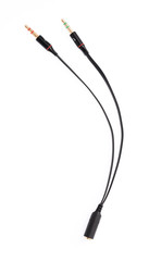 Audio cables connector symbol Mic cable with headphones isolated on white background