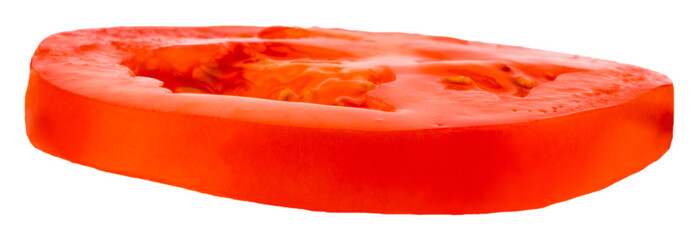 Slice of tomato isolated on white background