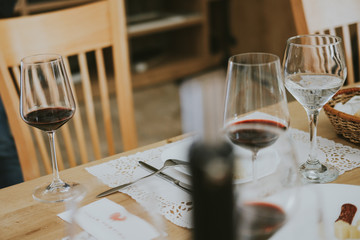 Table full of wine glasses