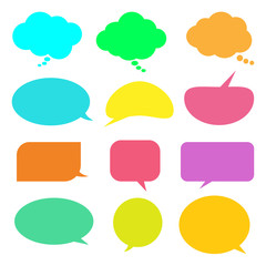 Vector set of stickers of speech bubbles. Blank empty speech bubbles