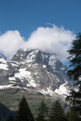 Mount Matterhorn in cloud, Alps, Italy.