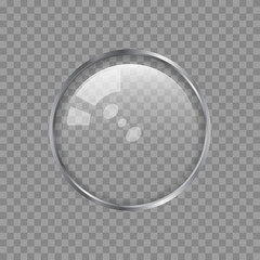 Transparent Metal Lens or Glass Sphere on a Plaid Background. Vector Design Element for You Design