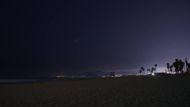 Timelapse of Venice Beach at night Los Angeles California