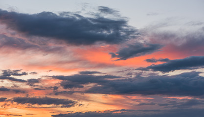 Colorful Sunset. Sky Background. Beautiful Sky with Clouds Before Sunset.