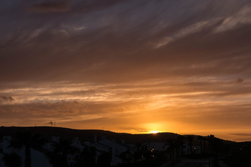 Winter sunset scene at Andalusia, Spain