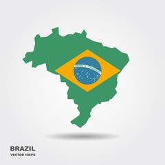 Brazil Map with Flag Vector