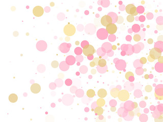 Rose gold confetti circle decoration for Valentine card background. Holiday vector pattern.