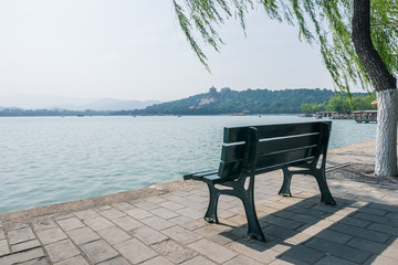 View of Summer Palace, Yiheyuan, is a vast ensemble of lakes, gardens and palaces in Beijing, China.