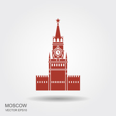 Moscow Kremlin icon in flat style