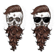 Skull with beard and mustache.