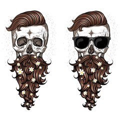 Skull with beard and mustache.