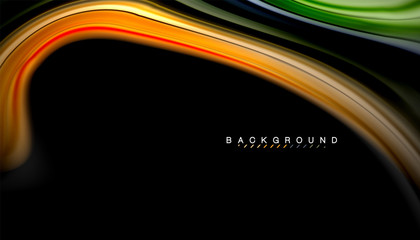 Fluid colors abstract background, twisted liquid design on black, colorful marble or plastic wave texture backdrop, multicolored template for business or technology presentation or web brochure cover