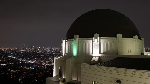 Timelapse of Griffith Observatory and city landscape Los Angeles California