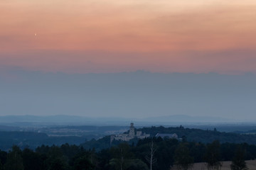 Renaissance chateau Hluboka nad Vltavou in sunset