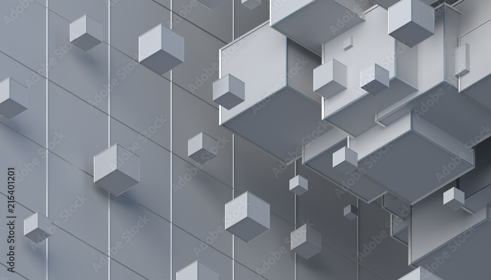 Aufkleber abstract 3d rendering of geometric shapes. composition with cubes. modern background design for post