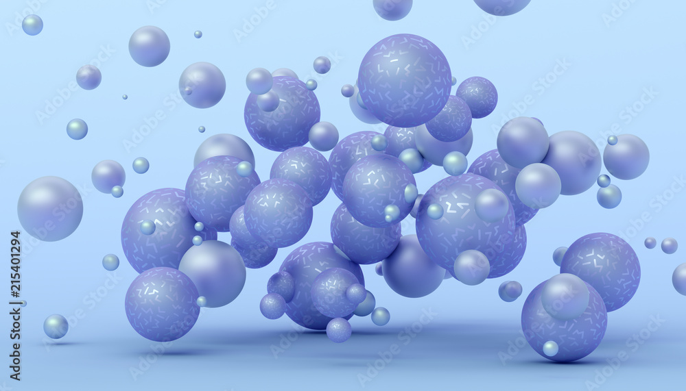 Poster abstract 3d rendering of geometric shapes. modern composition. background design with spheres for po
