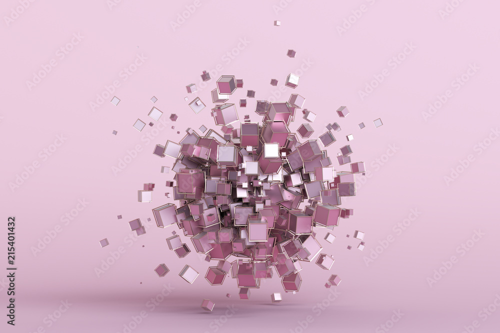 Poster abstract 3d rendering of geometric shapes. composition with cubes. modern background design for post