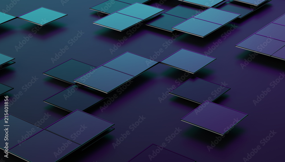 Poster abstract 3d rendering of geometric shapes. composition with squares. futuristic surface design. mode