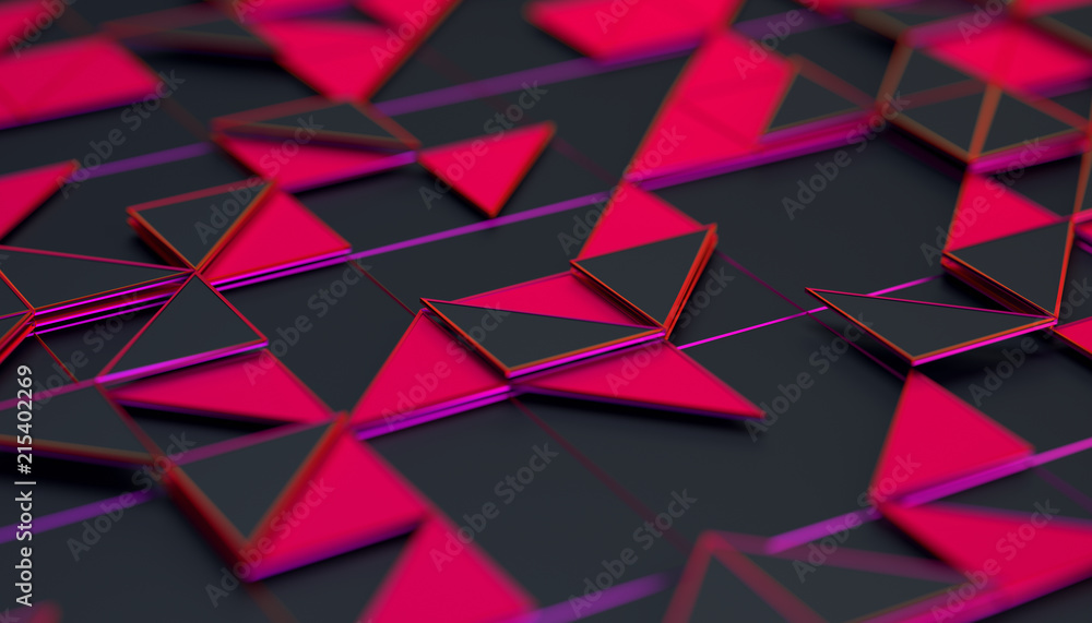 Poster abstract 3d rendering of geometric surface. composition with triangles. futuristic modern background