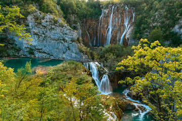 Fototapeta premium Breathtaking view during summer season at Plitvice Lakes National Park in Croatia