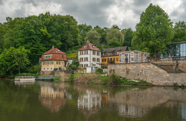 Fototapeta na wymiar City landscape, river, old buildings, Bamberg, Germany 2