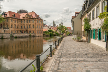 Obraz premium City landscape, river, old buildings, Bamberg, Germany 1