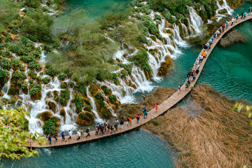 Breathtaking view during summer season at Plitvice Lakes National Park in Croatia