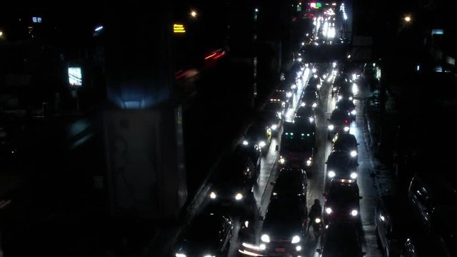 Timelapse of traffic lane at night in Bangkok Thailand