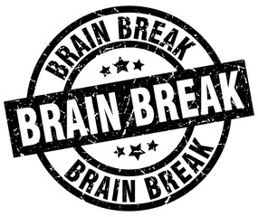 brain break round grunge black stamp