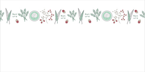 Leaves and Buds Border Swatch Seamless Repeat Pattern