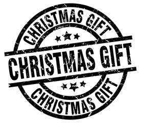 christmas gift round grunge black stamp