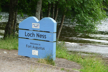 Fort Augustus, Scotland - July 26 2016: Famous Loch Ness sign